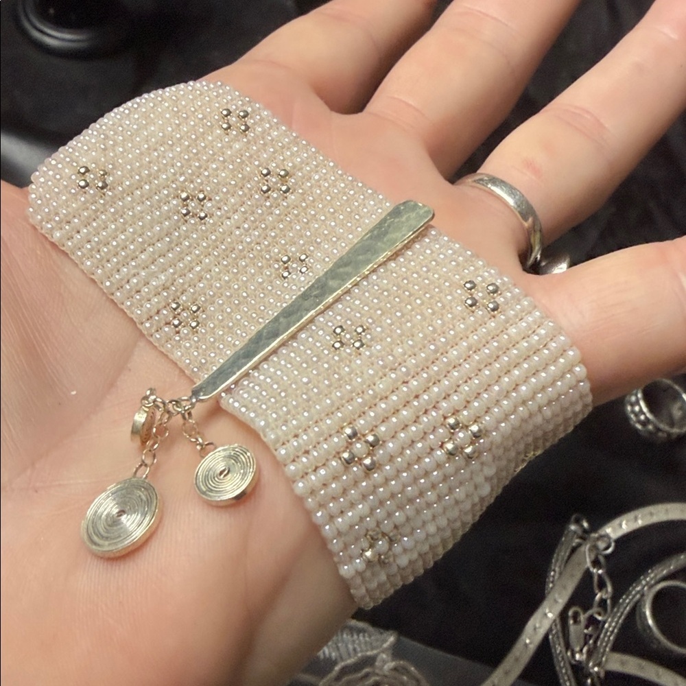 Elegant Malleable Tiny Beaded Bracelet with Dainty 925 Sterling Silver Accents. - Picture 7 of 10